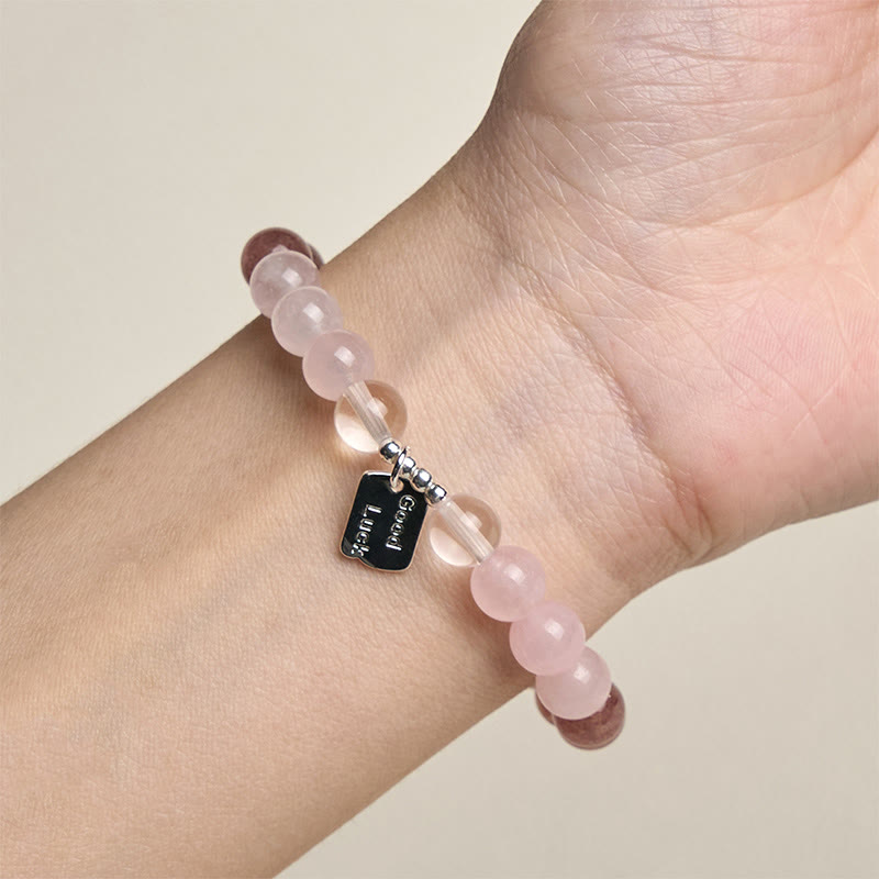 Buddha Stones Amethyst Rosenquarz Erdbeerquarz Glücksbringer Armband - image 16