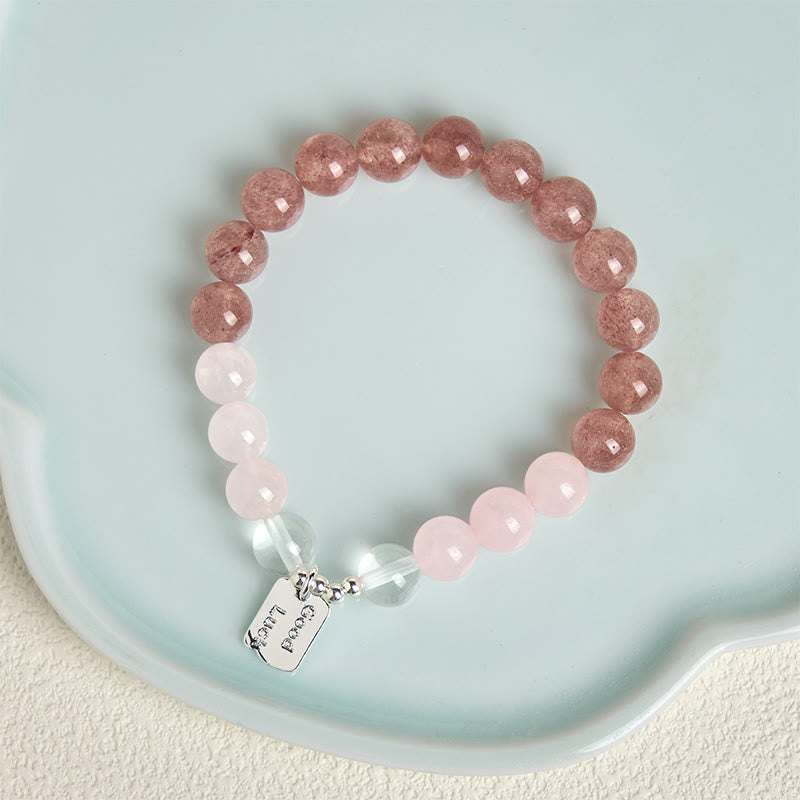 Buddha Stones Amethyst Rosenquarz Erdbeerquarz Glücksbringer Armband - image 19