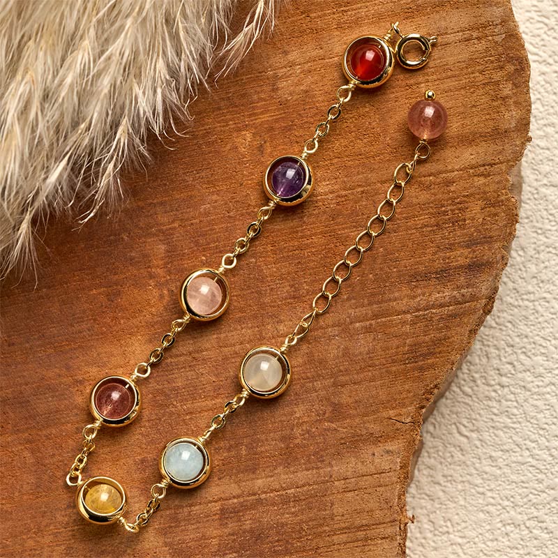 Buddha Stones Buntes Kristall-Amethyst-Erdbeerquarz-Balance-Armband - image 4