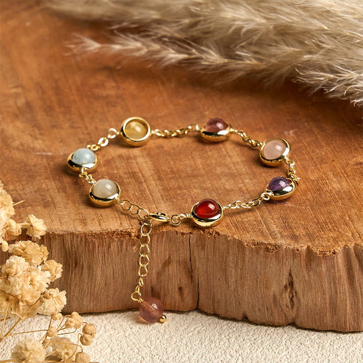 Buddha Stones Buntes Kristall-Amethyst-Erdbeerquarz-Balance-Armband - 8 mm - image 0