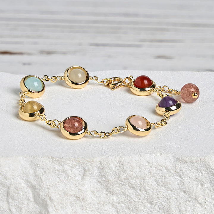 Buddha Stones Buntes Kristall-Amethyst-Erdbeerquarz-Balance-Armband - image 2