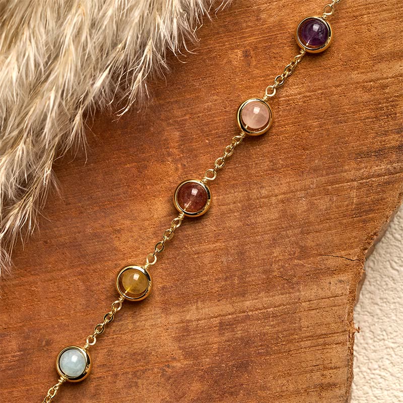 Buddha Stones Buntes Kristall-Amethyst-Erdbeerquarz-Balance-Armband - image 14