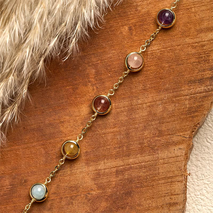 Buddha Stones Buntes Kristall-Amethyst-Erdbeerquarz-Balance-Armband - image 14