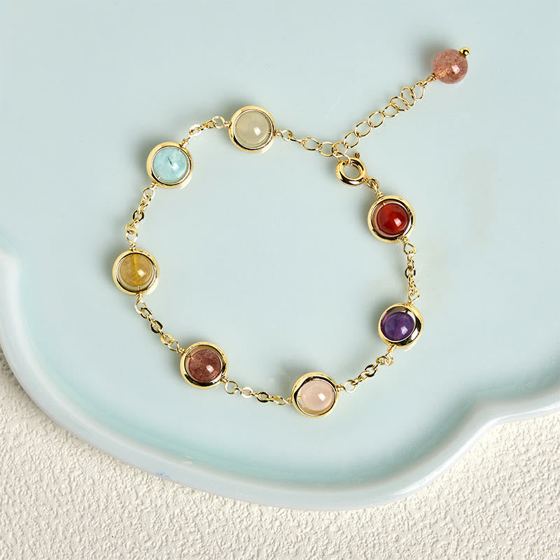 Buddha Stones Buntes Kristall-Amethyst-Erdbeerquarz-Balance-Armband - image 13