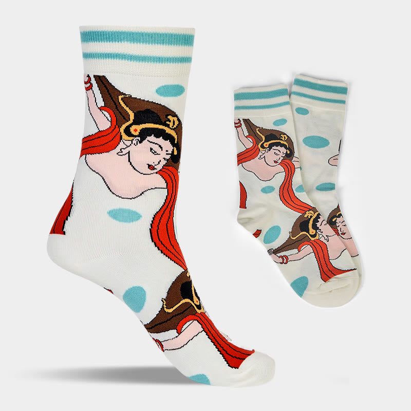 Buddha Stones Casual Dunhuang Feitian Design Micro Crew Damensocken - image 1