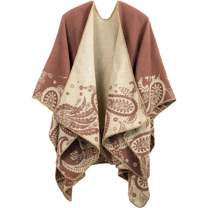 Buddha Stones Herbst Winter Tibetisches Paisley Muster Schal Thermal Cozy Unisex Schal Wickeltuch - IndianRed - image 1