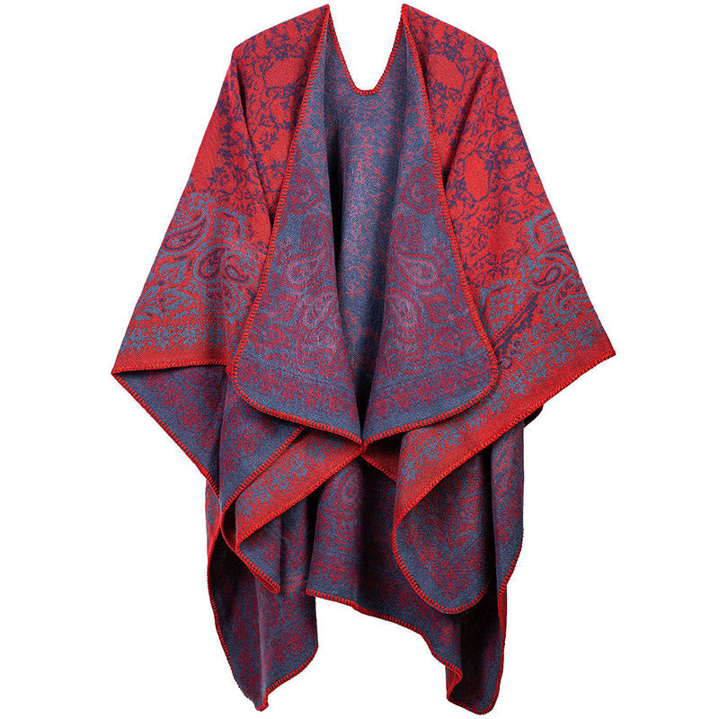 Buddha Stones, tibetisches Farbkontrast-Design, Paisley-Blumenmuster, gemütlicher Schal, Unisex-Schal - OrangeRot - image 8