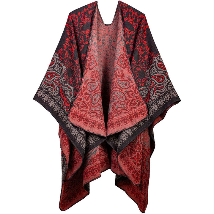 Buddha Stones, tibetisches Farbkontrast-Design, Paisley-Blumenmuster, gemütlicher Schal, Unisex-Schal - Rot - image 6