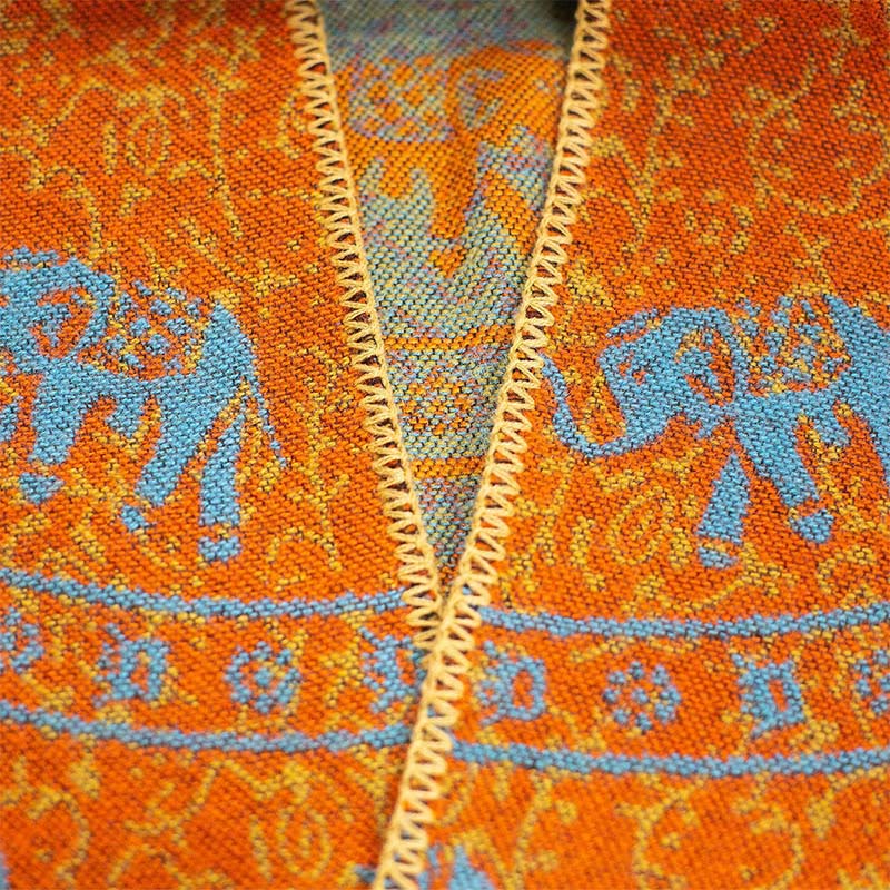 Buddha Stones Tibetischer Jacquard Elefant Geometrie Muster Unisex Gemütlicher Schal Schal - image 10