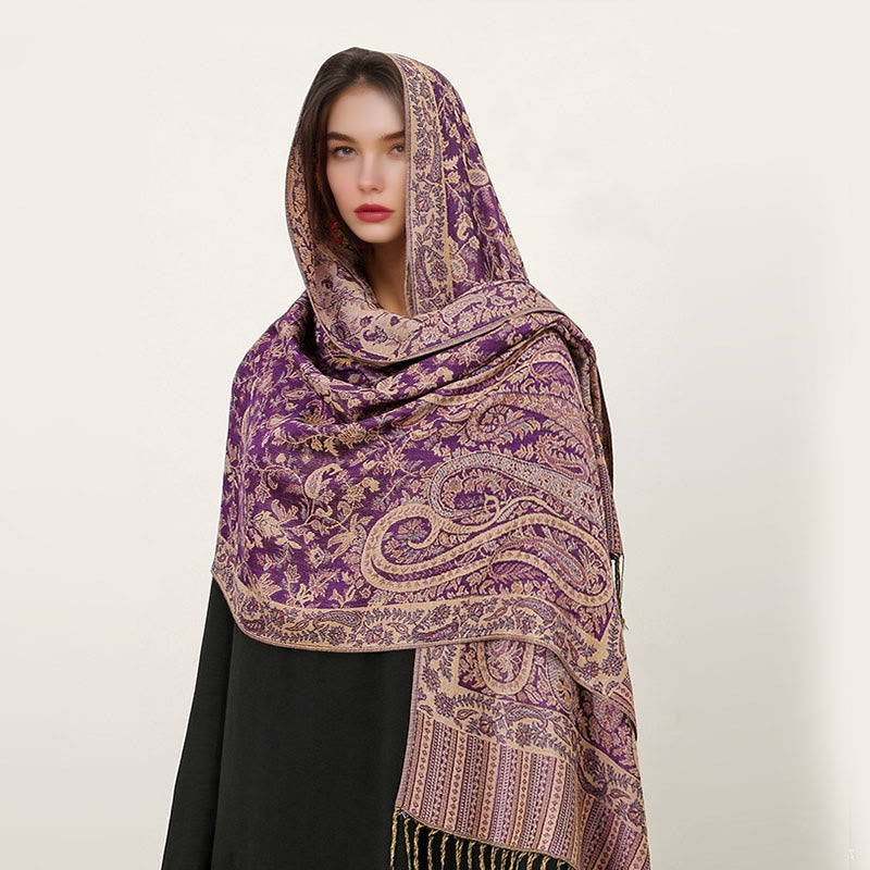 Buddha Stones Ethnischer täglicher tibetischer Paisley-Muster-Quasten-gemütlicher Schal-Schal - DunkelMagenta - 70*180cm - image 26