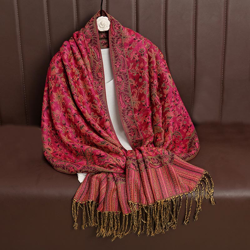 Buddha Stones Ethnischer täglicher tibetischer Paisley-Muster-Quasten-gemütlicher Schal-Schal - image 7