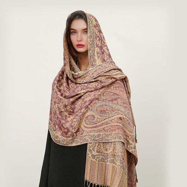 Buddha Stones Ethnischer täglicher tibetischer Paisley-Muster-Quasten-gemütlicher Schal-Schal - Hellkoralle - 70*180cm - image 32