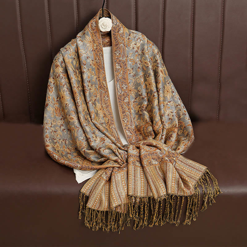 Buddha Stones Ethnischer täglicher tibetischer Paisley-Muster-Quasten-gemütlicher Schal-Schal - image 35