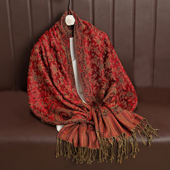 Buddha Stones Ethnischer täglicher tibetischer Paisley-Muster-Quasten-gemütlicher Schal-Schal - image 3