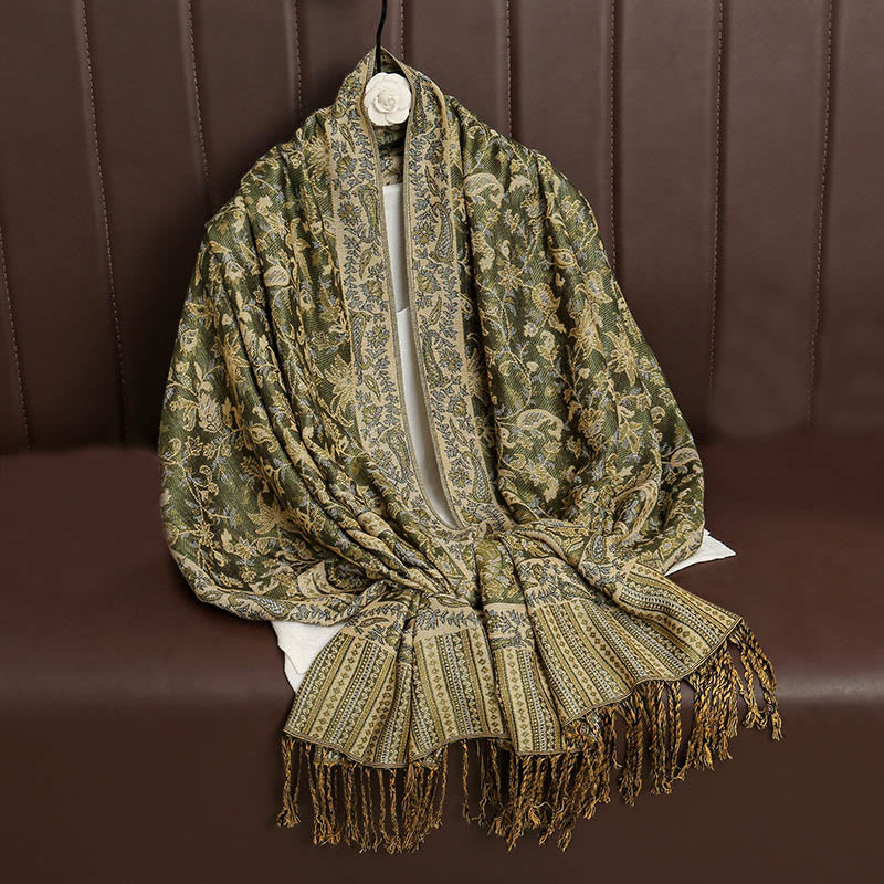 Buddha Stones Ethnischer täglicher tibetischer Paisley-Muster-Quasten-gemütlicher Schal-Schal - image 19