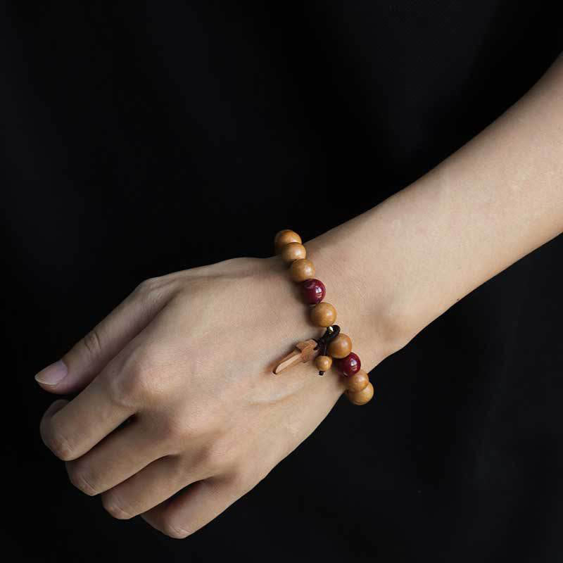 Buddha Stones Pfirsichholz Zinnober Schwert Charm Reichtum Armband - image 9