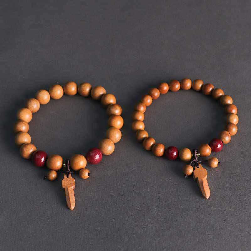 Buddha Stones Pfirsichholz Zinnober Schwert Charm Reichtum Armband - image 10