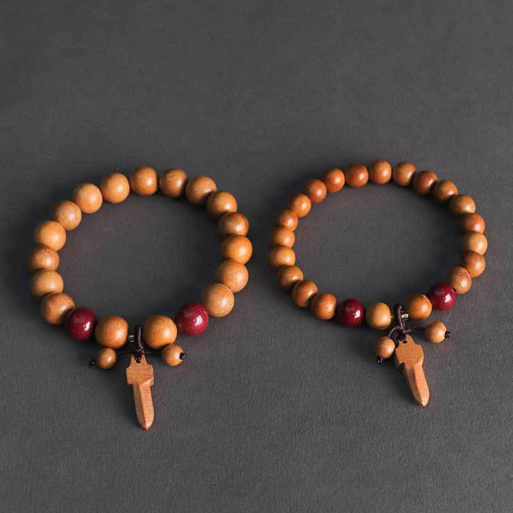 Buddha Stones Pfirsichholz Zinnober Schwert Charm Reichtum Armband - image 10