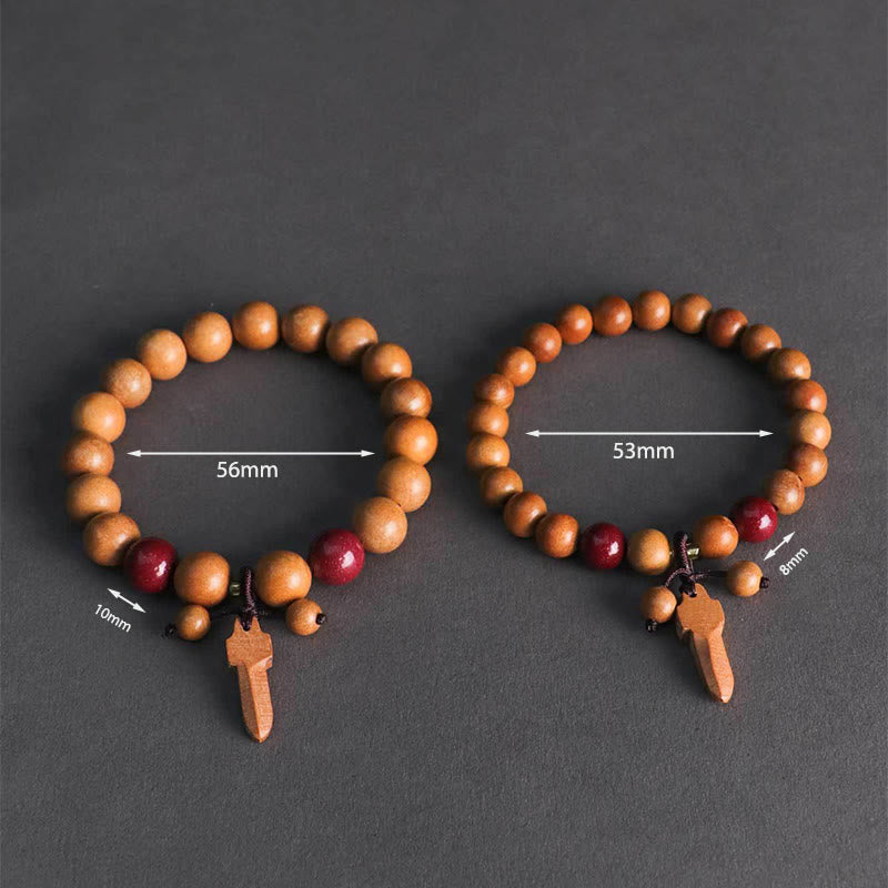 Buddha Stones Pfirsichholz Zinnober Schwert Charm Reichtum Armband - image 13