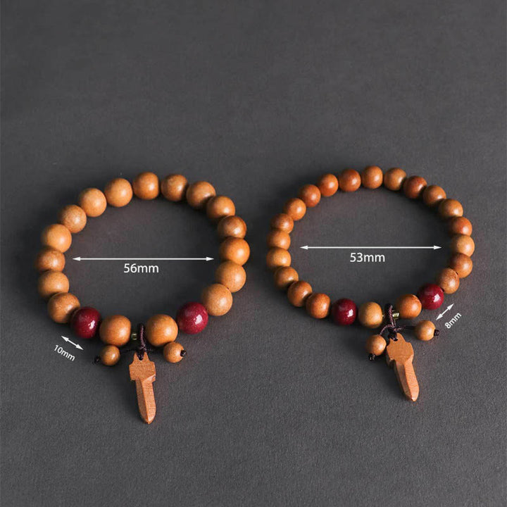 Buddha Stones Pfirsichholz Zinnober Schwert Charm Reichtum Armband - image 13