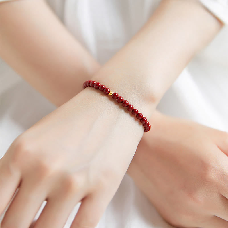 Buddha Stones 999 Gold Zinnober Einfaches Design Konzentrationsarmband - image 2