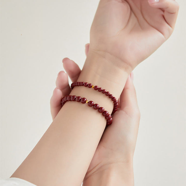 Buddha Stones 999 Gold Zinnober Einfaches Design Konzentrationsarmband - image 16