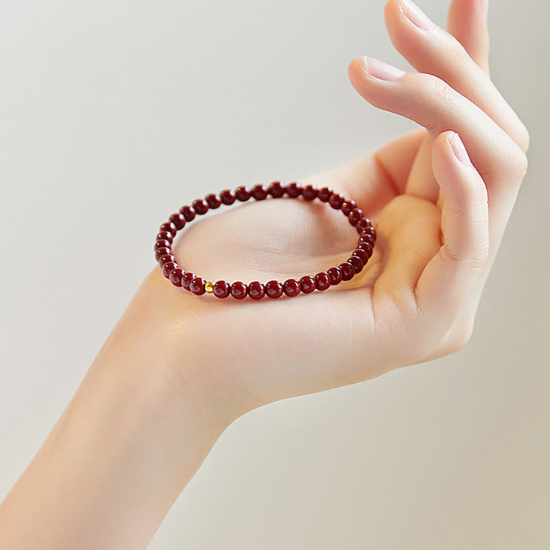 Buddha Stones 999 Gold Zinnober Einfaches Design Konzentrationsarmband - image 1