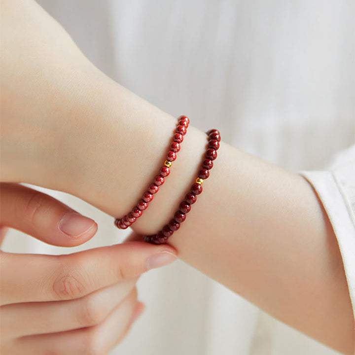 Buddha Stones 999 Gold Zinnober Einfaches Design Konzentrationsarmband - image 17