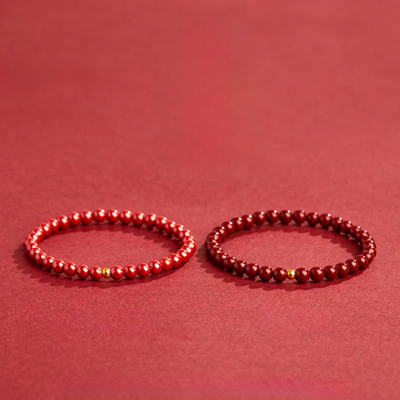 Buddha Stones 999 Gold Zinnober Einfaches Design Konzentrationsarmband - image 13