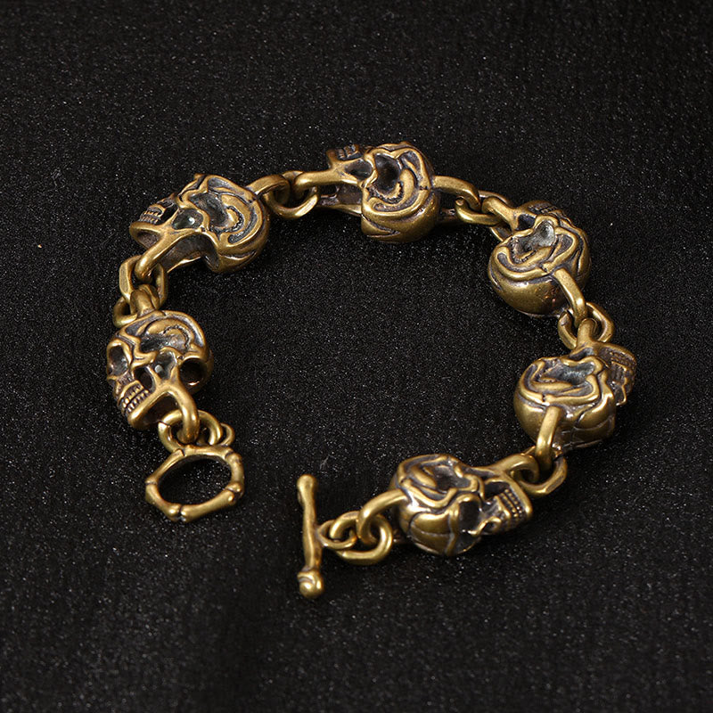Buddha Stones Retro Kupfer Messing Totenkopf Der Herr der Leiche Wald Schutz Armband - Kupfermessing (Handgelenkumfang: 18–19 cm) - image 0