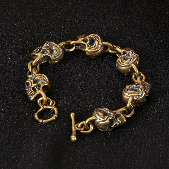 Buddha Stones Retro Kupfer Messing Totenkopf Der Herr der Leiche Wald Schutz Armband - Kupfermessing (Handgelenkumfang: 18–19 cm) - image 0