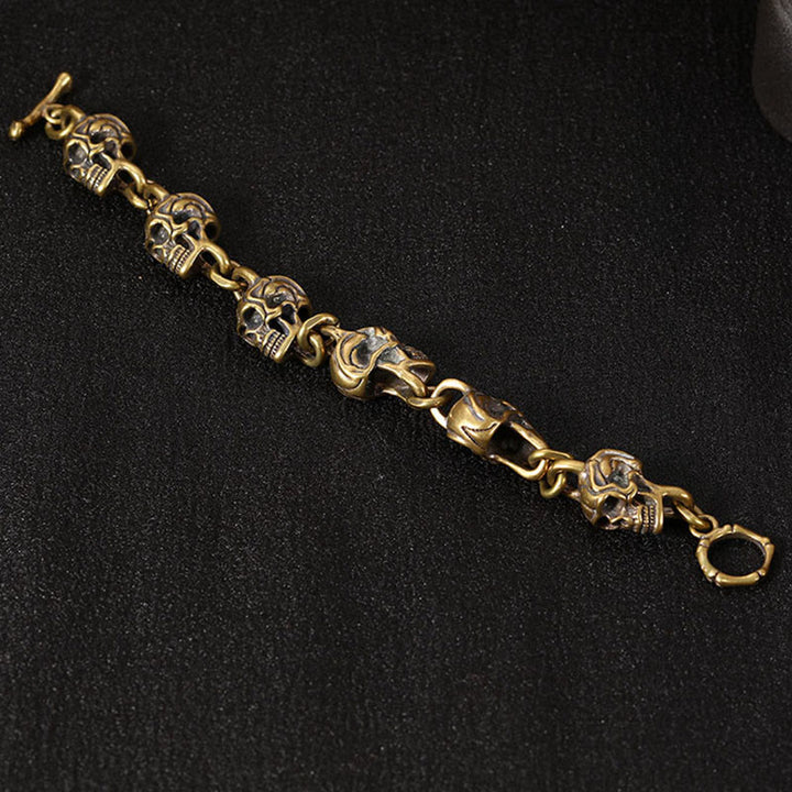 Buddha Stones Retro Kupfer Messing Totenkopf Der Herr der Leiche Wald Schutz Armband - image 9