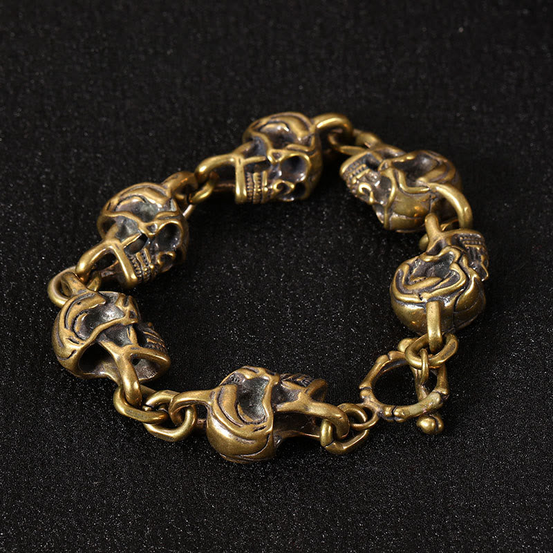 Buddha Stones Retro Kupfer Messing Totenkopf Der Herr der Leiche Wald Schutz Armband - image 2