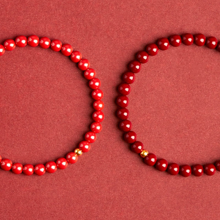 Buddha Stones Natürliches Zinnober-Bernstein-Ruhearmband - image 5