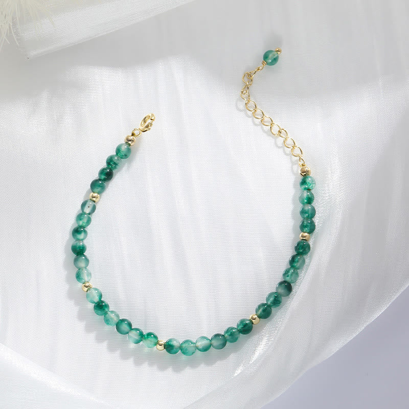 Buddha Stones 14 Karat vergoldetes natürliches Moosachat-Heilarmband - image 3