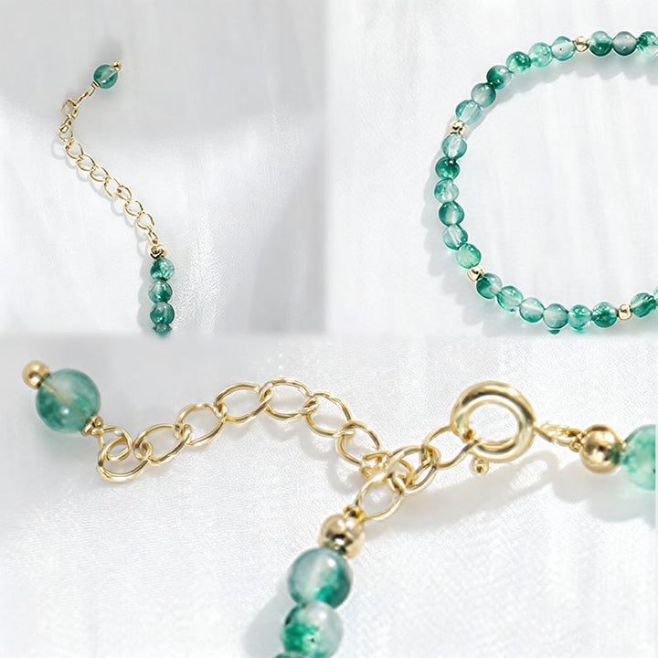 Buddha Stones 14 Karat vergoldetes natürliches Moosachat-Heilarmband - image 6