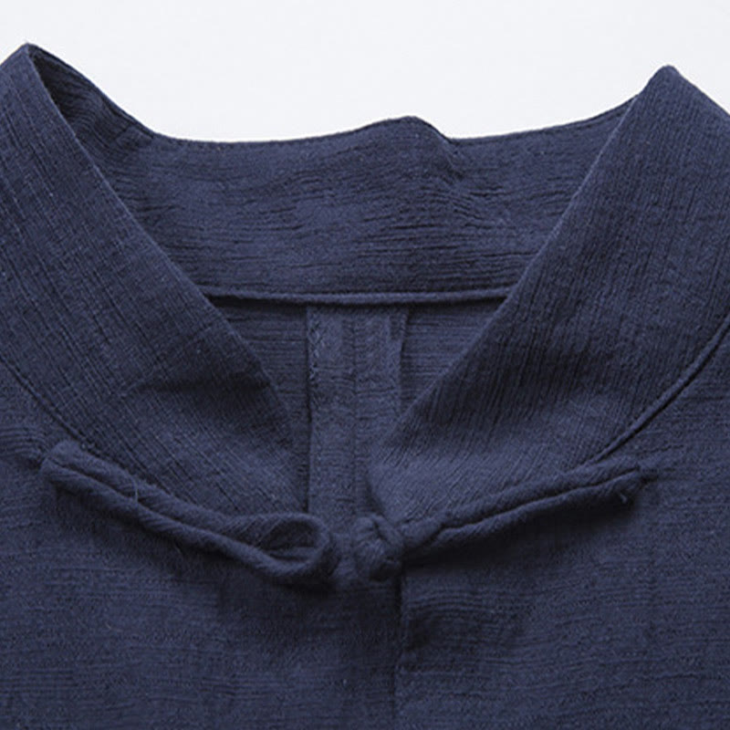 Buddha Stones Einfarbig Casual Frosch-Knopf Herrenhemd Kleidung - image 20