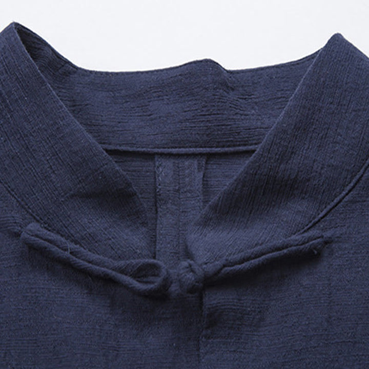 Buddha Stones Einfarbig Casual Frosch-Knopf Herrenhemd Kleidung - image 20