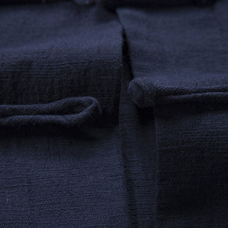 Buddha Stones Einfarbig Casual Frosch-Knopf Herrenhemd Kleidung - image 17