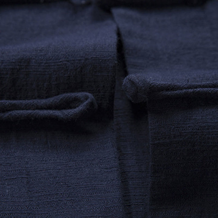 Buddha Stones Einfarbig Casual Frosch-Knopf Herrenhemd Kleidung - image 17