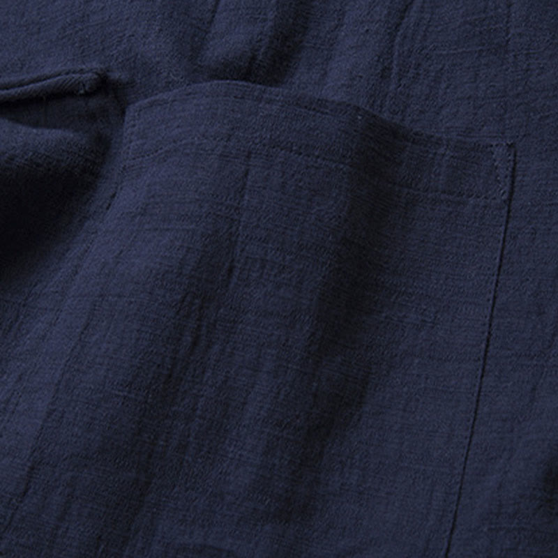 Buddha Stones Einfarbig Casual Frosch-Knopf Herrenhemd Kleidung - image 14