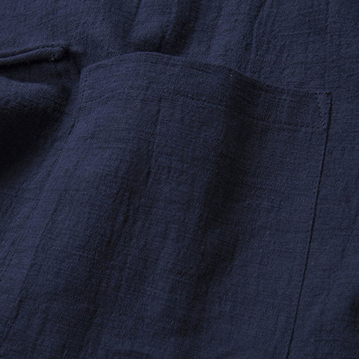 Buddha Stones Einfarbig Casual Frosch-Knopf Herrenhemd Kleidung - image 14