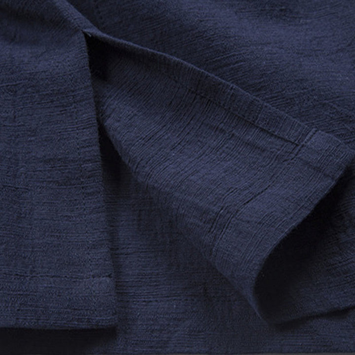 Buddha Stones Einfarbig Casual Frosch-Knopf Herrenhemd Kleidung - image 16