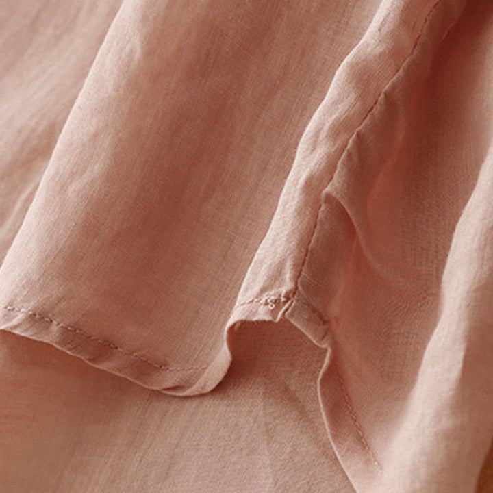 Buddha Stones Lässiges Damen-Hemd mit einfarbigem Froschschnallen-Design und halblangen Ärmeln - image 4