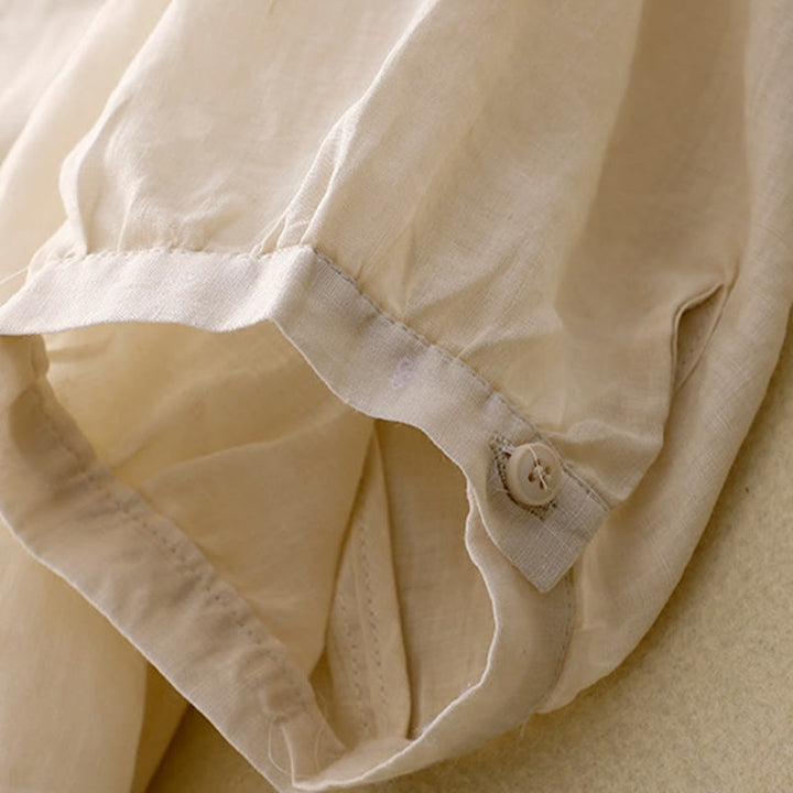 Buddha Stones Lässiges Damen-Hemd mit einfarbigem Froschschnallen-Design und halblangen Ärmeln - image 11