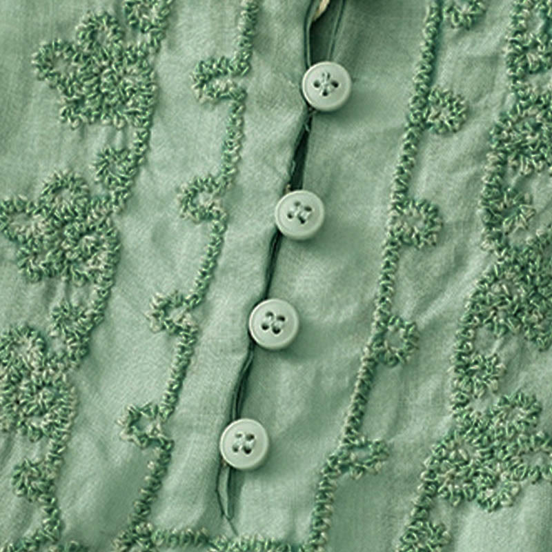 Buddha Stones Lässiges Damen-Hemd mit einfarbigem Froschschnallen-Design und halblangen Ärmeln - image 21