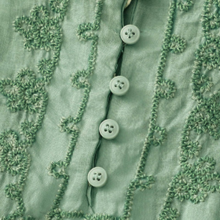 Buddha Stones Lässiges Damen-Hemd mit einfarbigem Froschschnallen-Design und halblangen Ärmeln - image 21