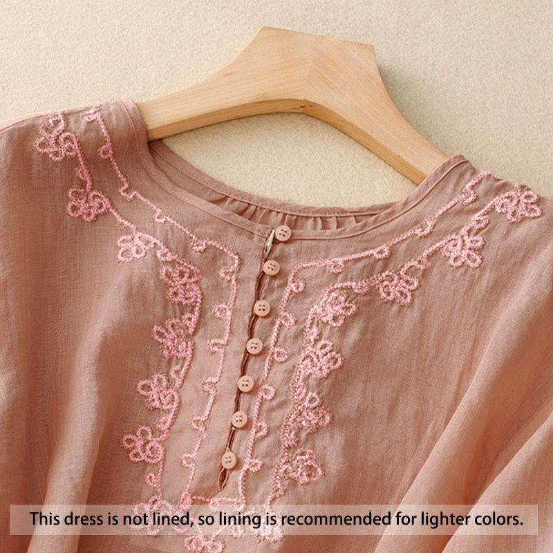 Buddha Stones Lässiges Damen-Hemd mit einfarbigem Froschschnallen-Design und halblangen Ärmeln - image 1