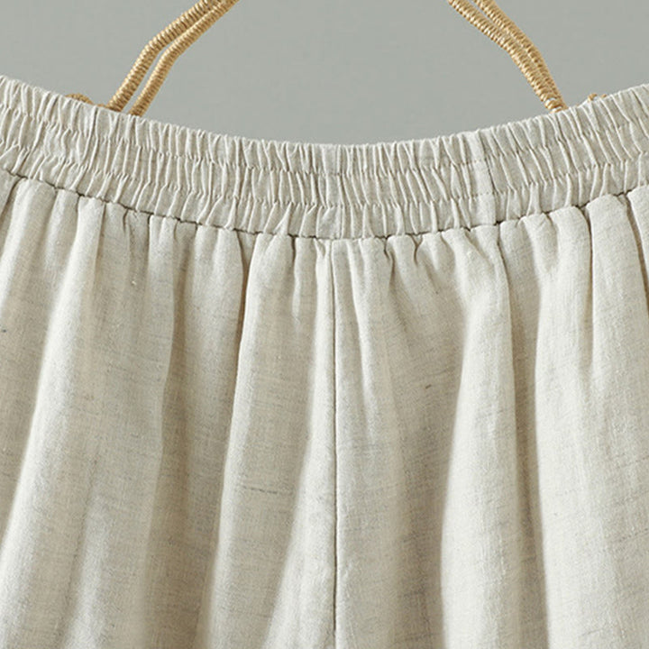 Buddha Stones bestickte Froschknopf-Baumwoll-gepolsterte Damenhose mit weitem Bein und Taschen - image 16