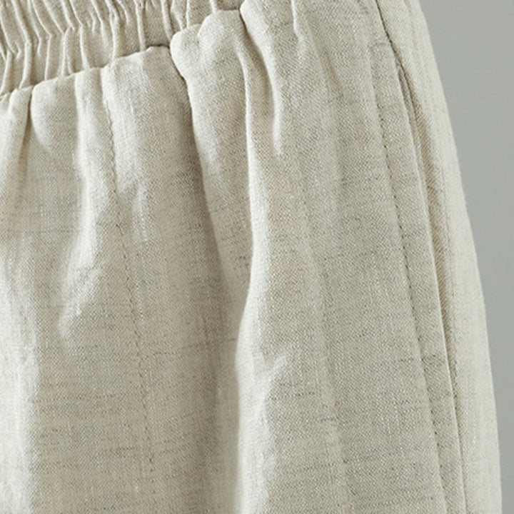 Buddha Stones bestickte Froschknopf-Baumwoll-gepolsterte Damenhose mit weitem Bein und Taschen - image 15